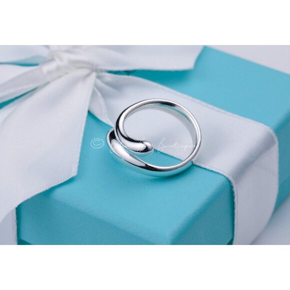 Tiffany & Co. Elsa Peretti Double Teardrop Ring in Silver Size 7.5 - Picture 2 of 7